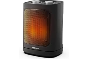 Pro Breeze Radiateur Soufflant en céramique 1800W, Chauffage d'appoint avec oscillation automatique, 2 réglages de chaleur et mode ventilateur seul - Noir