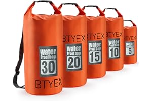 BTYEX Dry Bag 5L 10L 15L 20L 30L Waterproof Dry Bags, Sack with Long Adjustable Shoulder Strap Perfect for Kayaking Canoeing Swimming Traveling Camping Hiking Boating Rafting Snowboarding
