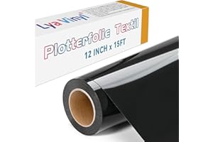 Lya Vinyl 30,5 x 457,5cm Thermocollant pour Cricut, Rouleau de Vinyle Thermocollant Noir pour Cricut, Silhouette Cameo, Flex Thermocollant pour Noir pour DIY Tissu, Vêtements, Sacs