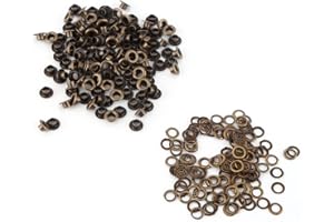 Walfront 100pcs 5mm Oeillets Rivets Creux en Laiton et Fer pour DIY Réparations, Oeillet Couture 5mm Oeillets Métal Scrapbooking Oeillets Bronze (5mm)