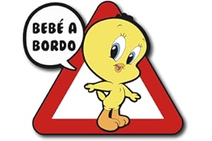 CUAC REVOLUTION Piolin - Adesivo per auto con scritta in lingua inglese "Baby A Bordo Piolin - Adesivo esterno