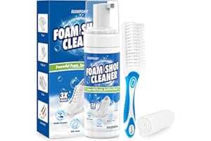 GLOWPOINT Shoe Cleaner Kit – 200ml White Trainer Cleaner Foam, Sneaker Cleaner & Trainer Cleaner for PU Leather, Mesh, Rubber – Complete Shoe Cleaning Kit with Brush & Cloth