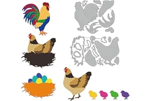 GLOBLELAND Chicken Hen Family Cutting Dies Layered Rooster Carbon Steel Cut Die Embossing Stencils Template for Decorative Embossing Paper Card DIY Scrapbooking Album Craft