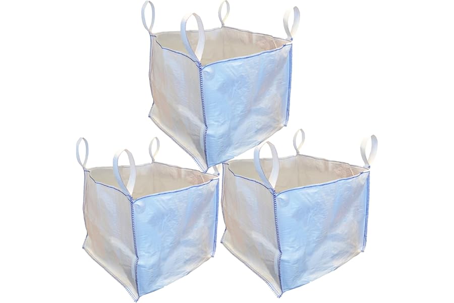 Ton Bags Bulk Bag FIBC Heavy Duty Builders Bag With Lifting Loops Strong White Bags Jumbo Waste Storage Industrial Sacks - 85 x 85 x 85 CM – One Ton - 1000KG (3)