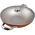 Prestige Ultra 26cm Non Stick Kadai with Glass Lid and Complimentary Pan Holder | Induction-Based Wok Pan with Lid | Triple Layered Non-Stick Coated Wok