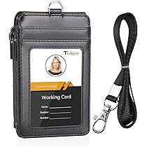 Portabadge Teskyer Con Cordino - 2 Slot Per Carte, In Pelle PU, Gancio In Acciaio, Per Lavoro E Scuola (blu) - Foto 3