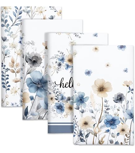 Lot De 2 Torchons Cuisine Printemps Microfibre 40x60 Cm – Motifs Fleurs Pastel, Absorption Ultra-Rapide