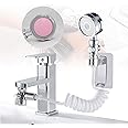 Basin Handheld Shower Kit 3-Mode Shower Head & 3-Way Diverter Valve & 1.5m Flexible Hose & No-Drill Wall Bracket Set for Hair Washing Pet Showering Bathroom Utility Room Laundry Tub