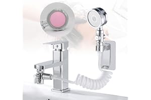 BORNFEEL Doccetta Per Lavandino Bagno Set Soffione Doccia per Lavandino Tubo Telescopico per Rubinetto Doccetta Per la Pulizia di Capelli Lavandino e Animali Domestici(Manuale di Istruzioni Incluso)