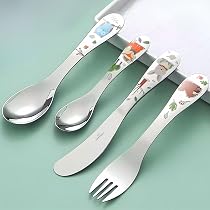 WMF Winnie L'Ourson – Set Couverts Enfant 4 Pièces – Fourchette, Couteau, Cuillère & Petite Cuillère – Acier Inox 18/10