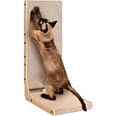 EHEYCIGA Cat Scratcher Cardboard L 68 cm Large Vertical Wall Corner Scratcher | Wavy Cardboard Scratching Mat, Bed Toy Bell &amp;
