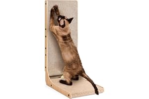 EHEYCIGA Rascador para Gatos en Forma de L, 68 cm Rascador de Cartón para Gatos de Interior con Juguete de Pelota, Tamaño Grande