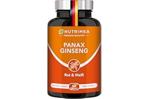 ‎LABORATOIRES NUTRIMEA GINSENG BIO Kapseln - Roter & Weißer Ginseng Wurzelextrakt 10:1 - Mit 15% an Ginsenosiden - 100% VEGAN