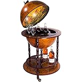 Riesiger Barwagen 45001 Red, mit massiven Eukalyptusholz Säulen, in Antikbraun geöffnet 112 cm hoch und 56 cm breit, mit Roll