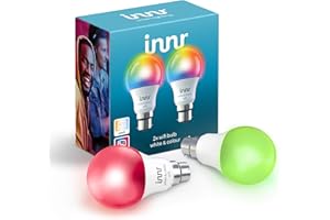 Innr WiFi Smart Bulb B22 Bayonet, White & Colour, Works with Alexa & Hey Google (No Hub Required) Dimmable, 16 Million Colours, Full Control App, 9.5W = 60W Equivalent, 2-Pack, WBY 785 C-2