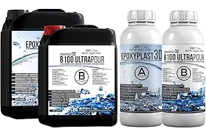 DIPON 3,0 KG Resina epoxi ultra transparente EpoxyPlast 3D B100 ULTRA POUR de dos componentes I Efecto agua I Excelente protección UV I Joyería I Resina de colada I Cristal transparente Producto