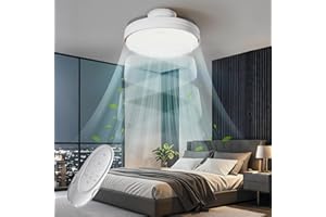 GONEO Blattloser Deckenventilator mit Beleuchtung und Fernbedienung Leise Deckenlampe Deckenleuchte mit Ventilator Dimmbar 3CCT (3000K-5700K) Timer 6Windstufen DC Motor Speicherfunktion Fan Lights