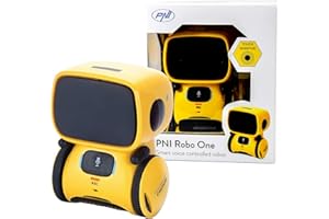 PNI Inteligentna zabawka dla dzieci Robo One, funkcja rozpoznawania głosu, elektroniczna zabawka z tańcem i muzyką i chodzeniem, kolor żółty