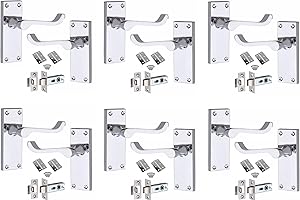 Golden Grace 6 Sets of Victorian Scroll Latch Door Handles Polished Chrome Hinges & Latches Pack Sets 120MM X 40MM