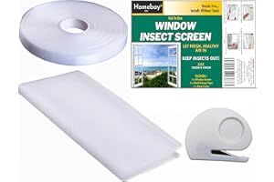 HOMEBAY Fly Screens For Window Nets to Keep Bugs Out Mosquito Net Window Insect Screen Mesh | Cut To Size | With Impoved Mushroom Hook Adhesive Tape & Cutter