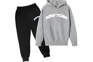 SoLu DAY8 Ensemble Enfant Garcon 3-14 Ans Hiver Elegant Ensemble Ado Garcon Pantalon Et Sweat a Capuche Haut Top Manches Longues pas Cher Chic Vacances Casual Jogging Sport