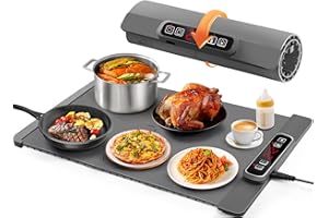 AUTOPkio Food Warming Plate for Food, Electric Heating Plate, Buffet Warmer, 4H Timing, Automatic, Child Lock for Buffets, Server, Party, Defrosting, Reunion