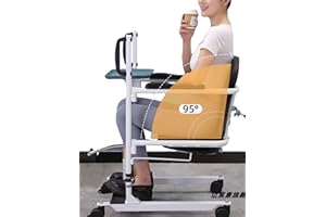 BOTOWI Hydraulischer Patientenlift Transferhilfe Behinderten-Duschstuhl 20cm Hubhöhe, 5 in 1 Senioren-Hydraulik-Lift, Body-Lift Bettkommode mit 180° geteiltem Sitz, Rollstuhllift, Belastung 150kg