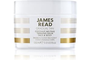 JAMES READ Fein schmelzender Kokos-Bräunungs Balsam für Gesicht und Körper 150 ml HELL/MITTEL Allmählicher Selbstbräunungseffekt, Feuchtigkeitsspendendes Öl nährt die Haut und pflegt sie weich