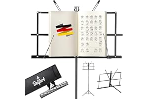 Notenständer Kinder & Erwachsene - Klappbar Stabil (2 in 1 Doppelnutzung für Tisch + Stand) Notenständer Gitarre (Höhenverstellbar) Notenpult mit Tasche - Music Stand Tischnotenständer + Noten Ständer