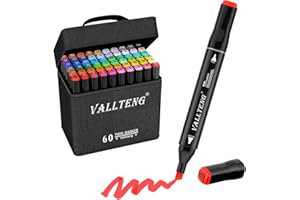 Vallteng Rotuladores Artísticos de 60 Colores, de Secado Rápido Marcadores y Resistente al Agua, Perfecto para Dibujos, Cómics y Diseños Creativos