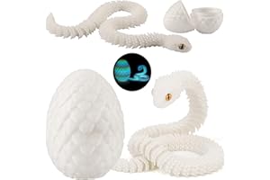 Joycabin 3D Gedruckte Schlange Spielzeug, Ostern 3D Gedrucktes Drachenei Schlangeneier, Easter Schlangeneier, 3D Gedruckte Tiere Spielzeug für Kinder Geschenke Schreibtisch Wohnkultur (Weiß)