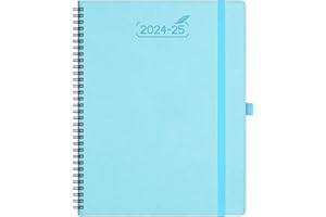 BEZEND 18-Monate Kalender 2024 2025 Terminplaner A4 Ringbuch PU-Leder Softcover [Himmelblau] Wochenkalender 1 Woche 2 Seiten Juli 24-Dez 25| Buchkalender mit Stifthalter