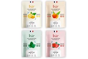 LXIR DRINK - Eau aromatisée en pastille sans sucre - Boisson multivitamines - Vitamines C et B - Hydratation quotidienne - Beauté de la peau - Vitalité - 48 pastilles - Citron/Pêche/Menthe/Fraise
