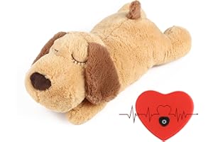 Newthinking Juguete de peluche para cachorros, alivio de ansiedad y calmante, peluche suave para dormir, ayuda al comportamiento, con latido del corazón para cachorros, perro y mascota