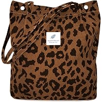 GWAWG leopard print Large Cord Bag with Buckle for women,Corduroy