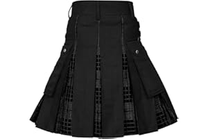 MILAX Wedding Dress Casual Party Kilt Highland Skirt Vintage Cargo Skirt Scotland Gothic Scottish Clothing Men Cotton Utility Kilt Men Punk Hip Hop Skirt