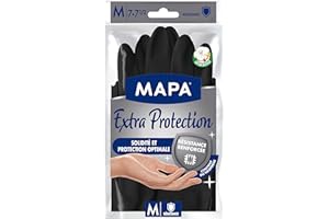 MAPA PROFESSIONAL MAPA - Extra Protection - Gants de Ménage en Latex Résistance Renforcée - Solidité et Protection Optimale - Tous types de travaux - 1 paire - Taille M