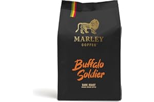 Buffalo Soldier de Marley Coffee, café biologique bio, torréfaction foncée, de la famille de Marley (Café moulu 227 g)