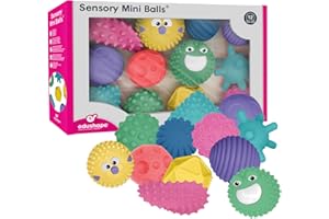 Edushape Sensory Mini Balls for Baby - Pack of 6 Solid Color Baby Balls That Help Enhance Gross Motor Skills for Kids Aged 6 Months and Up - Vibrant Colorful and Unique Toddler Ball for Baby