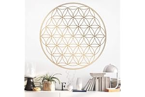 Grandora W940 Sticker mural Motif fleur de vie II, Vinyle, or, (BxH) 58 x 58 cm