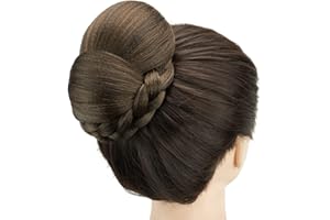 IMISSU Tressé Chignon Danseur Couverture De Cheveux Donut Morceaux De Cheveux Chouchous Perruque Clips Updo Fête De Mariage pour les Femmes (M2 Mix Brown)
