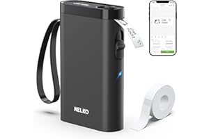 Nelko Etichettatrice con nastro, stampante per etichette Bluetooth P21, mini etichettatrice wireless con più modelli per organizzare ufficio casa, nero