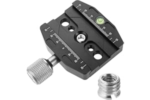 Aupoko QR-70N Plate Compatible with Arca Swiss, 70mm Universal Quick Release Plate Aluminum Alloy Clamp Adapter, 1/4" to 3/8" Compatible with Arca Swiss Ball Head