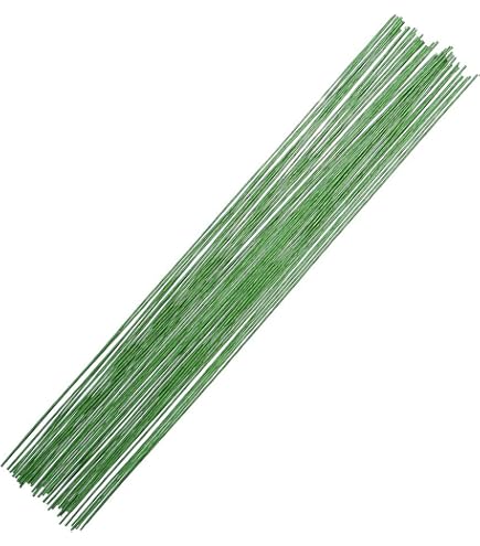 Lot De 100 Fils Floraux En Fer - Diamètre 0,45 Mm, Longueur 40 Cm - Vert Clair, Vert Foncé, Argent - Pour Arrangements Et DIY