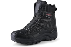 BLBK Męskie buty wojskowe, pustynne, wojskowe, bojowe, taktyczne, z zamkiem błyskawicznym, skórzane buty wojskowe dżungli, do wędrówek, wspinaczki górskiej, wędkowania, polowania