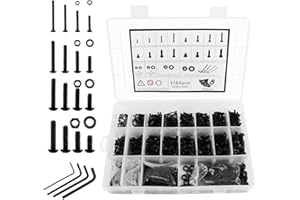Filltown Muttern und Schrauben M2M3M4M5 Unterlegscheiben Set, 1180pcs Maschine Reparatur Schrauben Schrauben, mit Aufbewahrungskoffer und 4 kleine Steckschlüssel Werkzeuge Set