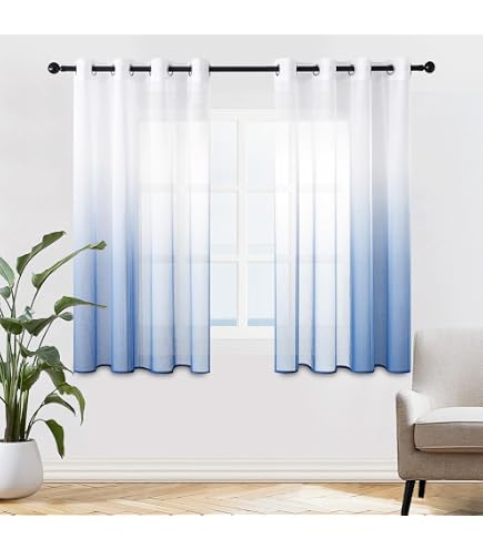 GIRASOLE HOME Paire de rideaux voile semi-transparents, couleur dégradée, rideau pour salon, chambre, chambre d'enfant, cuisine et intérieur, 2 panneaux avec œillets 140 x 238 cm GIRASOLE HOME Paire de rideaux voile semi-transparents, couleur dégradée, rideau pour salon, chambre, chambre d'enfant, cuisine et intérieur, 2 panneaux avec œillets 140 x 238 cm