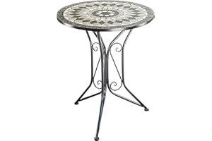‎KOBOLO Kobolo Mosaic Garden Table Metal Height 70 cm x Depth 60 cm Grey