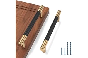 9BUILD Lot de 10 Noir et Doré Poignee de Meuble Entraxe 128mm Cuisine Poignée Meuble Poignet de Porte Cuisine Poignées pour Placards Poignet Meuble Cuisine EU0020