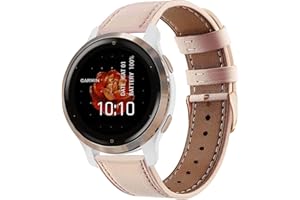 NEMUALL Pasek do zegarka Garmin Venu 2S/3S/Vivoactive 4S/Vivomove 3S, skórzany pasek do zegarka, prawdziwa skóra, zapasowy pasek do zegarka Garmin Forerunner 255S/265S, pasek 18 mm, skórzany pasek